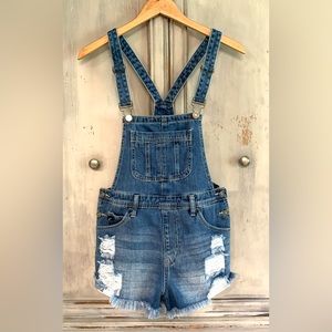 KanCan Denim Shortalls Romper Sz S